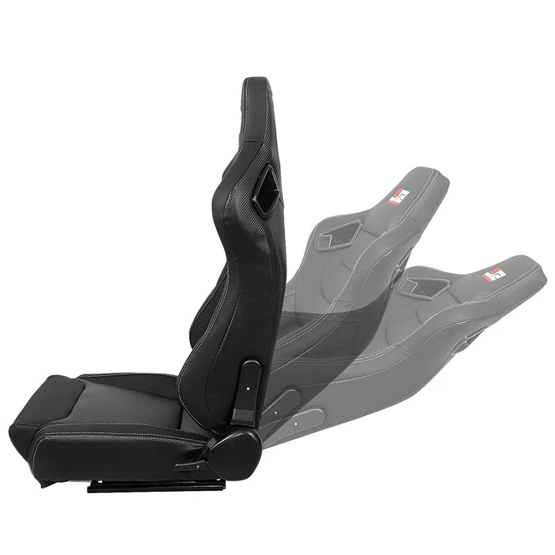 2 Pcs Black Synthetic Leather Racing Bucket Seats w/Mount Brackets & Sliders Universal