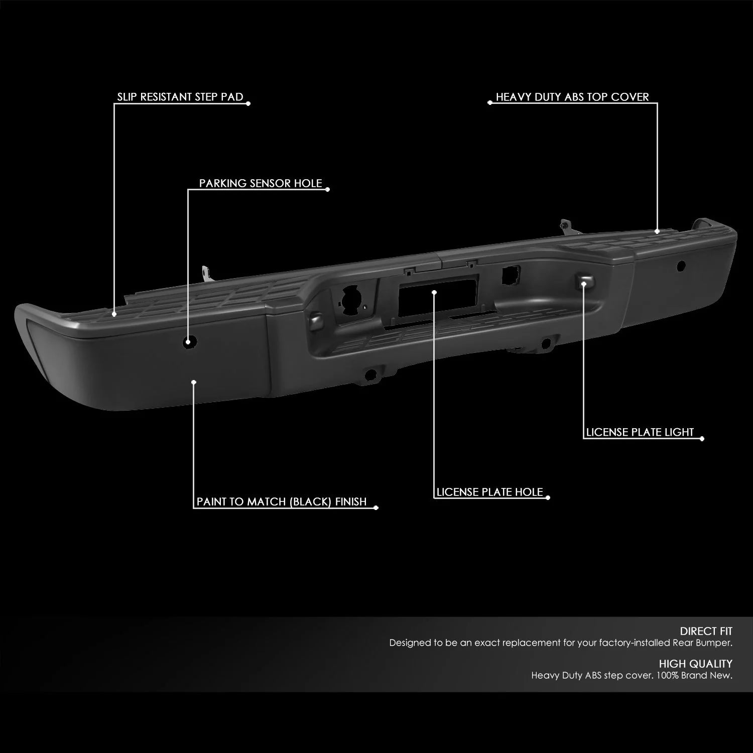 Rear Steel Bumper w/ Parking Sensor Holes 07-13 Chevy/GMC Silverado Sierra 1500