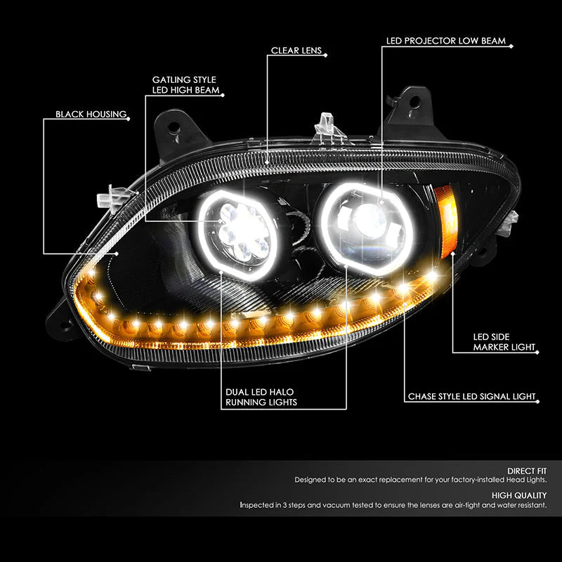 LED DRL Halo Sequential Projector Headlights 17-21 International Harvester LT LT625