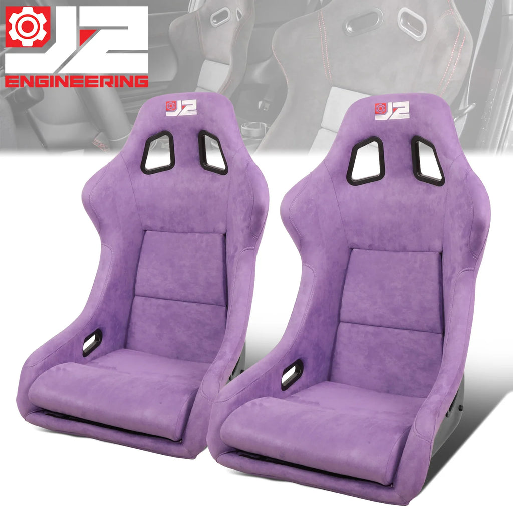 2Pcs Purple Microfiber Suede Style Fabric Large Racing Bucket Seats Universal