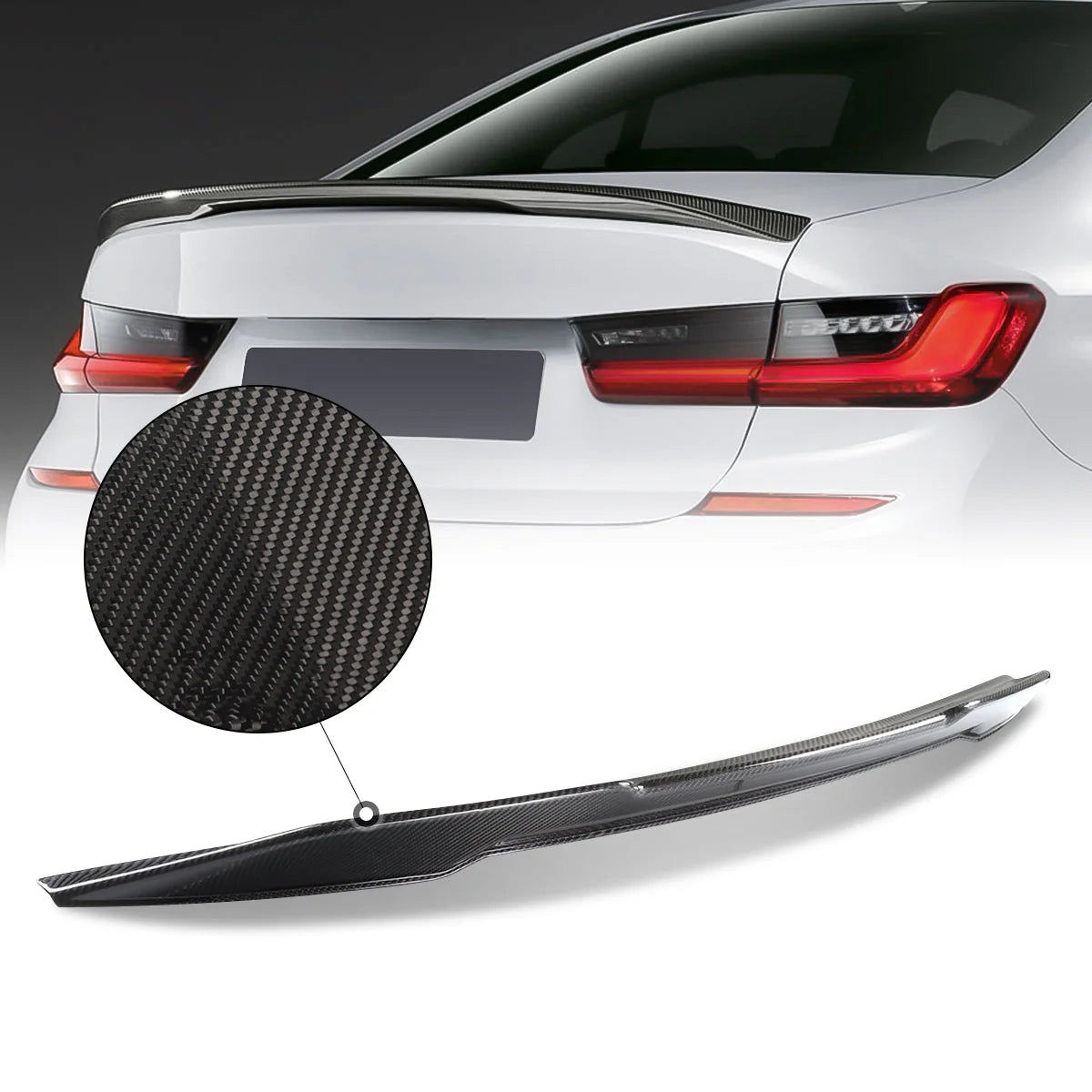 V-Style Duck Bill Carbon Fiber Rear Trunk Lid Spoiler 19-22 BMW 3 Series G20 Sedan