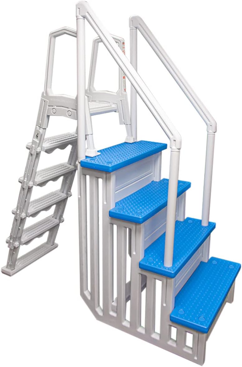 2026 Select Anti-Slip in-Pool Steps | Gray | for Above Ground Swimming Pools | Can Mount to Decks 48′′ to 54′′ H | Safety Stairs Capacity Up to 300 lbs