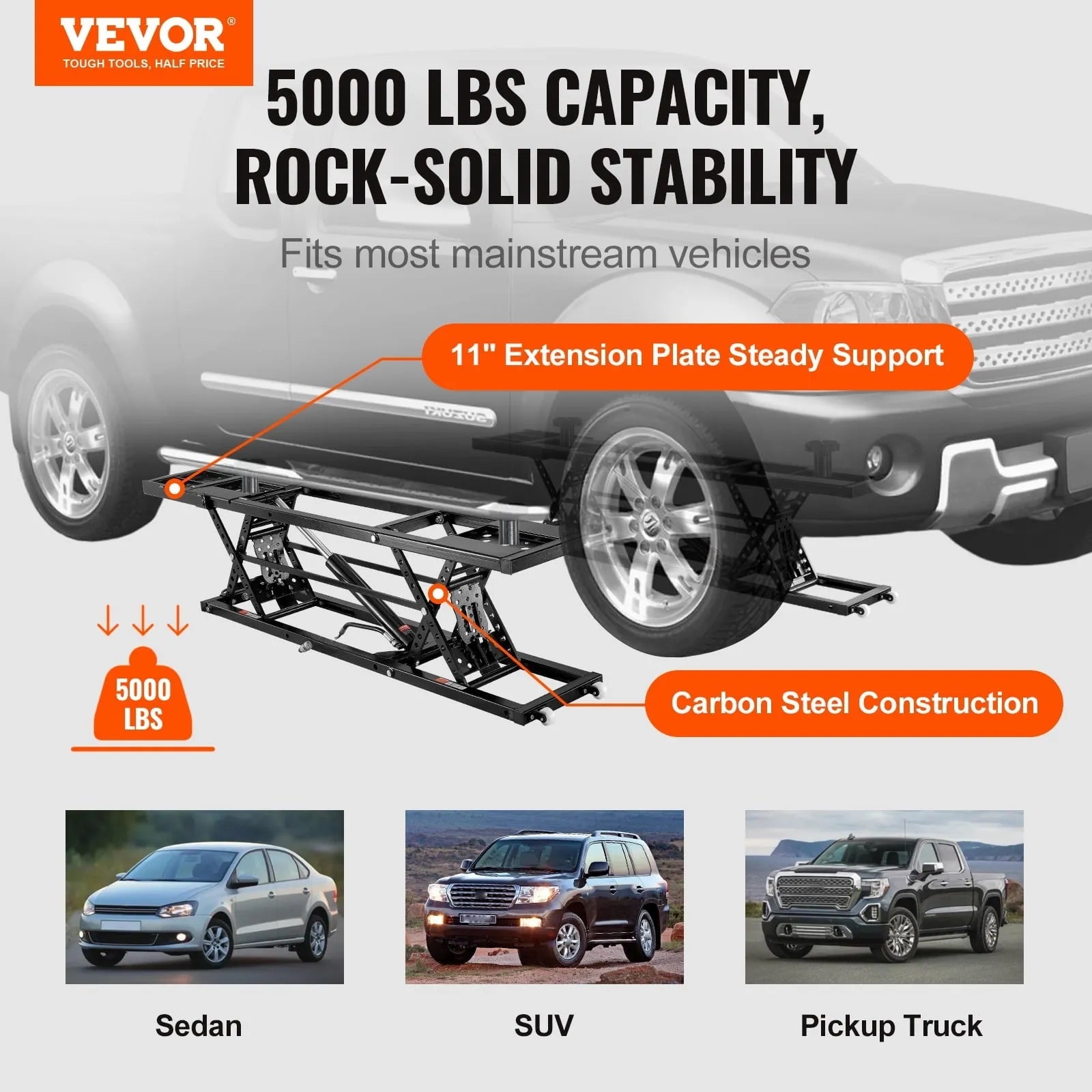 2026 Portable Car Lift 5000 LBS Automatic Car Lift System Jack for Home Garage