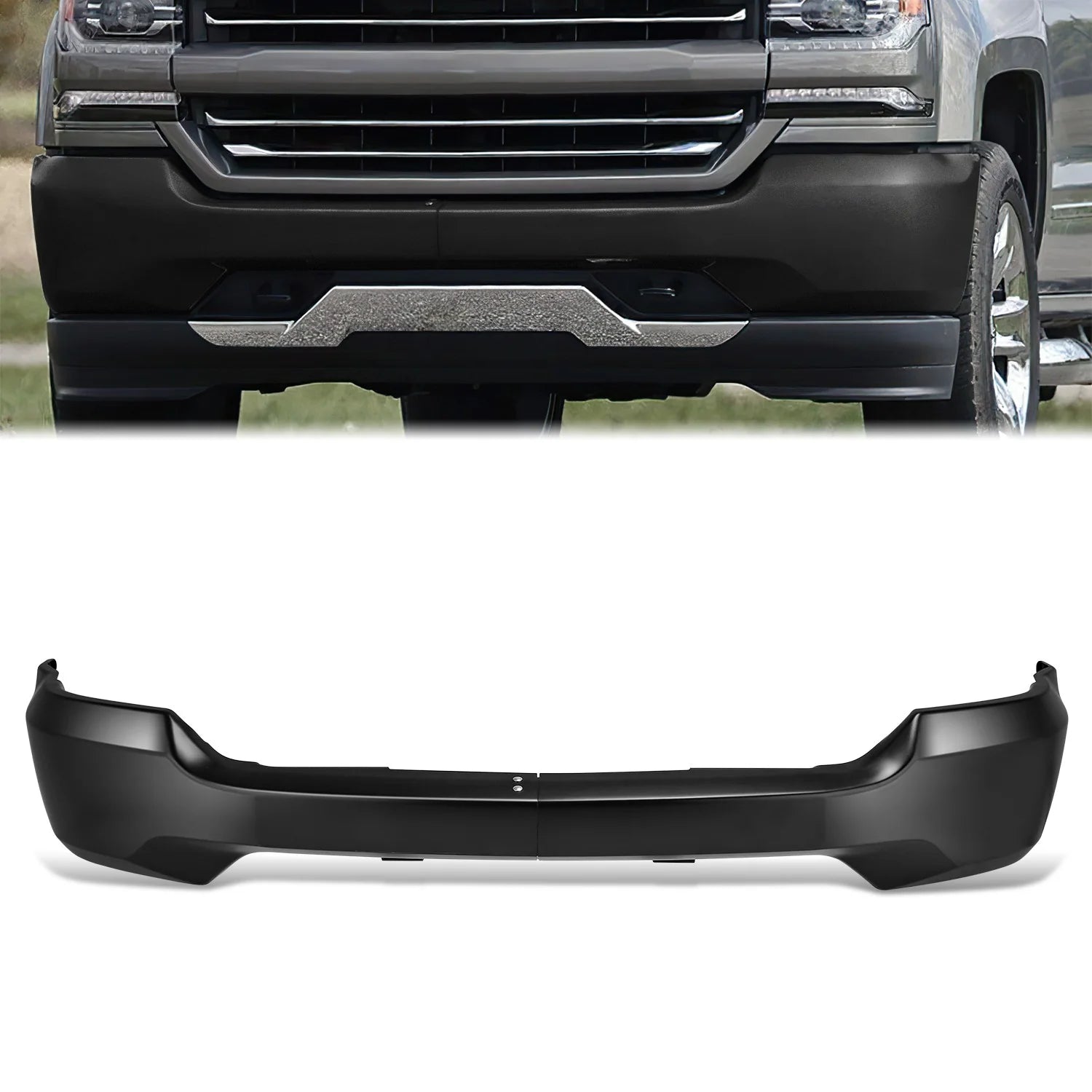Modular Style Front Bumper (w/o Fog Light Holes) 16-19 Chevy Silverado 1500 LD