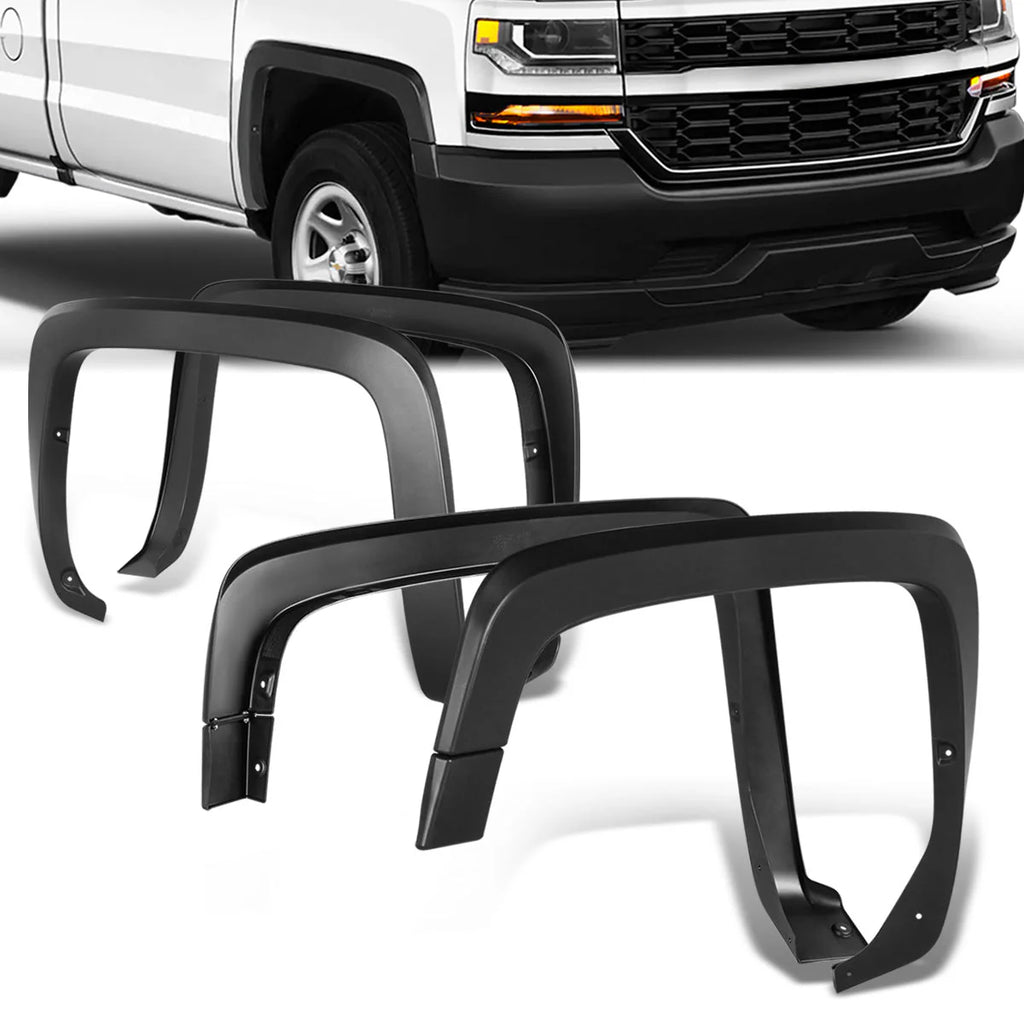 Factory Style Matte Fender Flares 14-19 Chevrolet Silverado 1500 2500HD 3500HD
