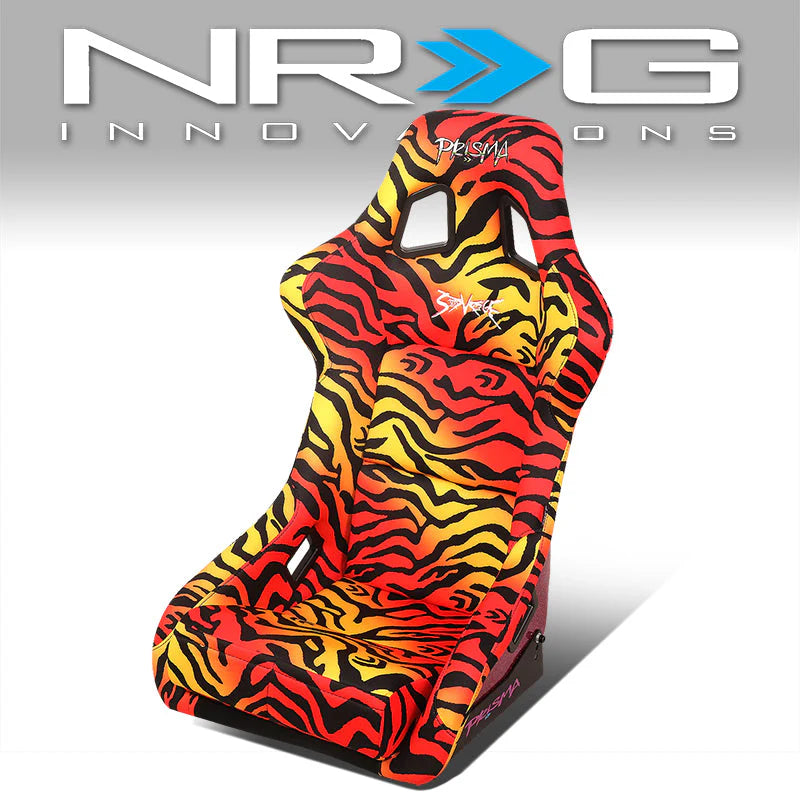 Tiger Orange Vegan Satin Racing Seats w/Mount Bracket Universal