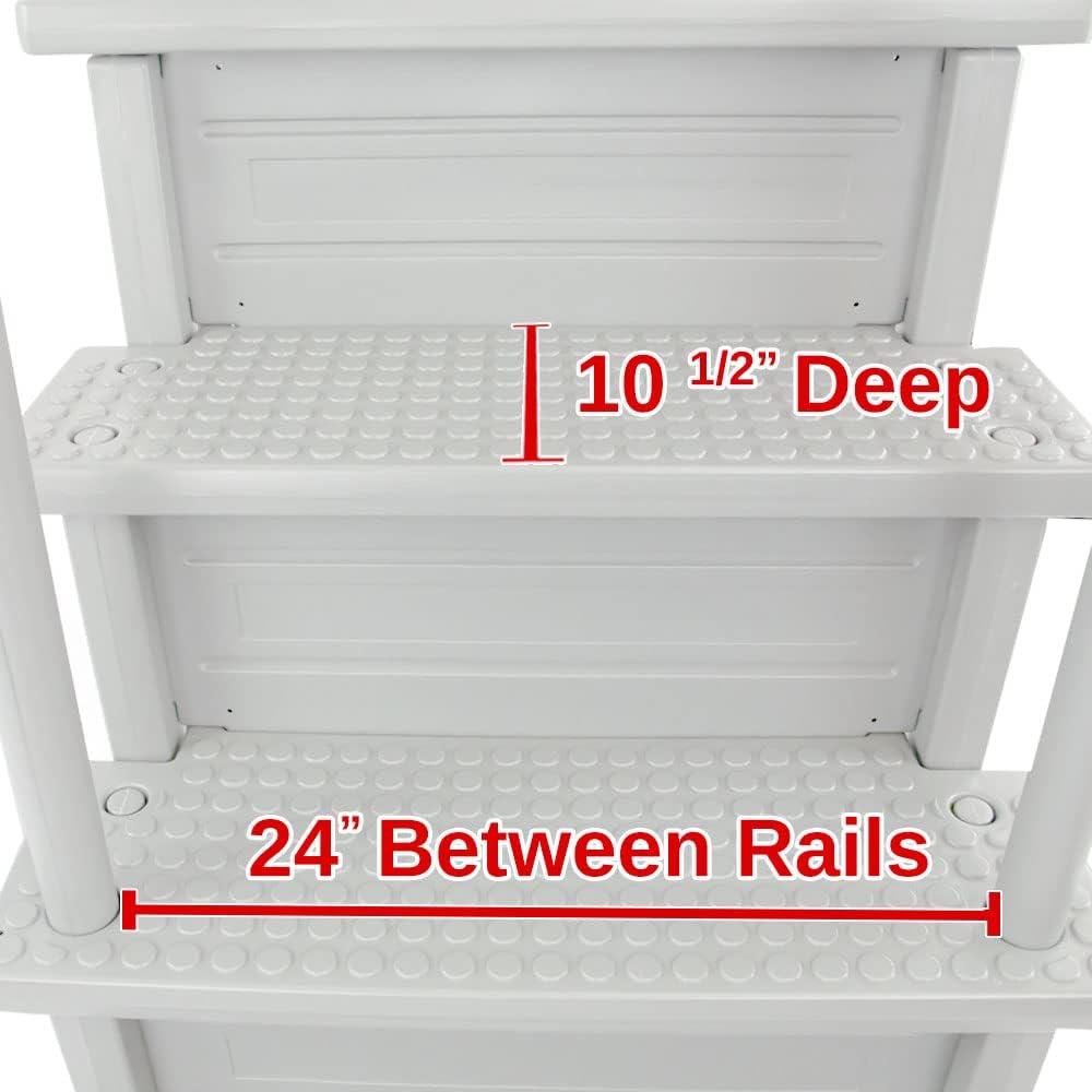2026 Select Anti-Slip in-Pool Steps | Gray | for Above Ground Swimming Pools | Can Mount to Decks 48′′ to 54′′ H | Safety Stairs Capacity Up to 300 lbs