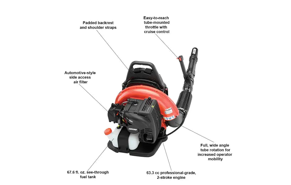 2026 233 MPH 651 CFM 63.3cc Gas 2-Stroke Cycle Backpack Leaf Blower with Tube Throttle