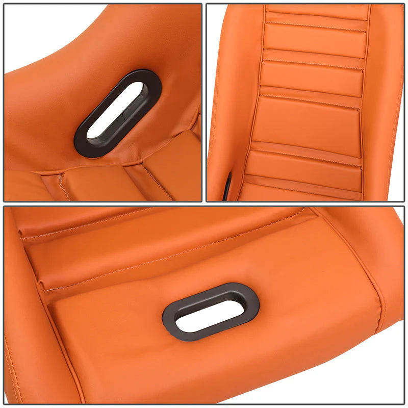 Vegan Leather Fixed Back Racing Bucket Seat Universal