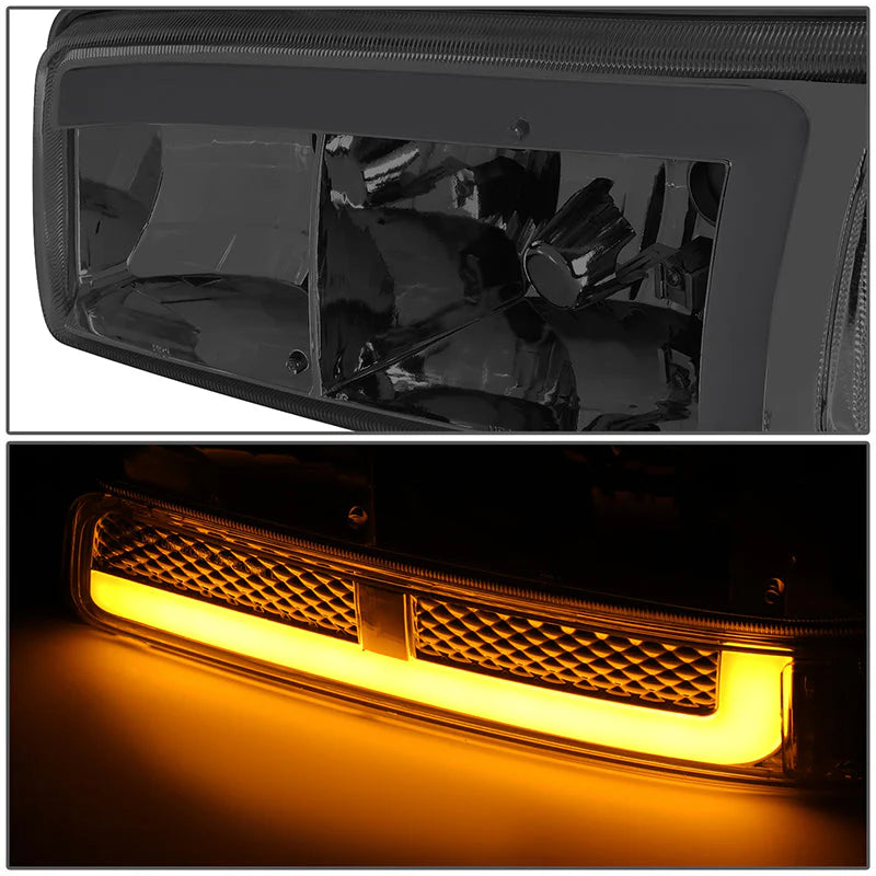 LED DRL Switchback Headlights 99-06 GMC Sierra 1500-3500 Yukon