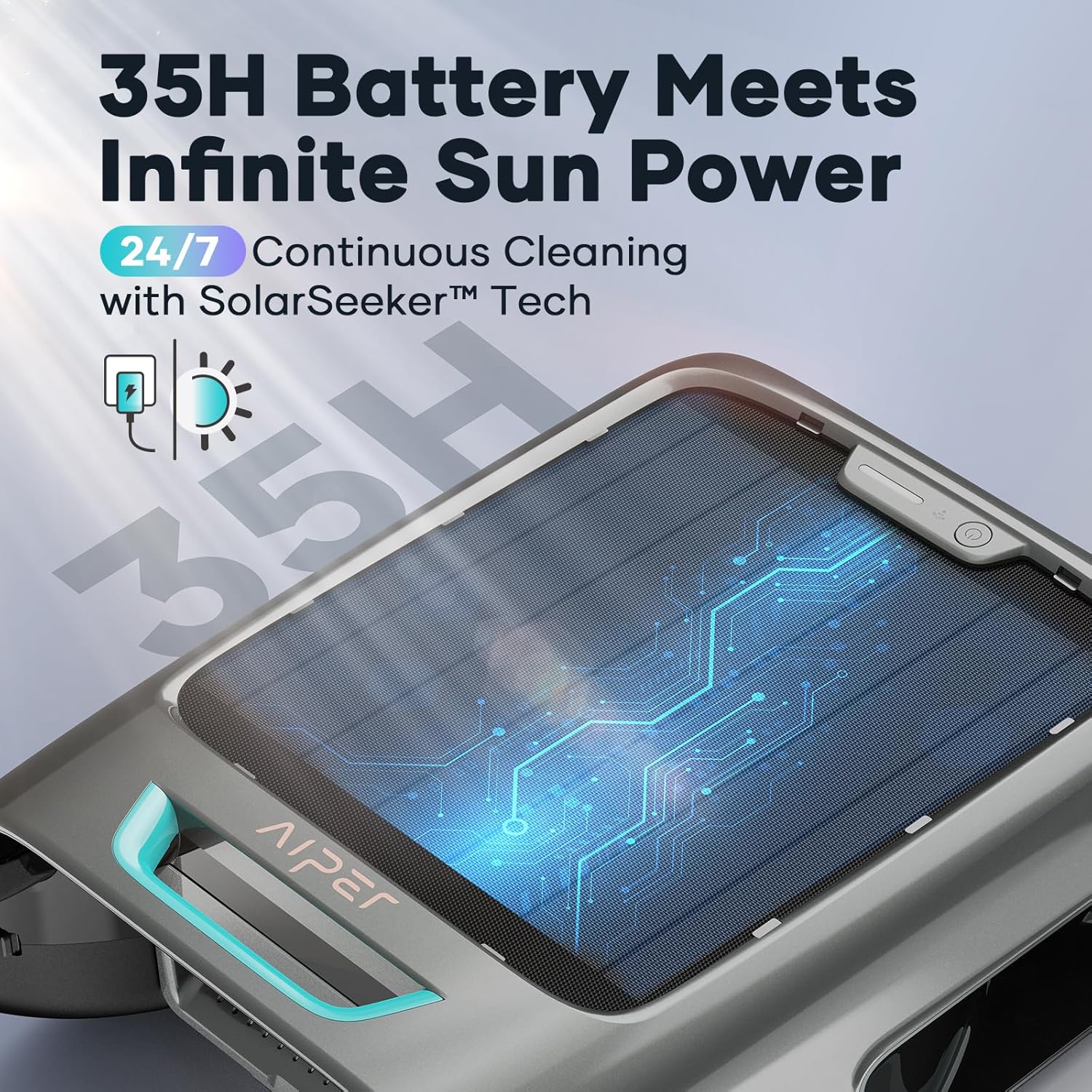 2026 AIPER Surfer S2 Solar Pool Skimmer with APP Support, 24/7 Cleaning, Dual Charging Modes, Smart Obstacle Avoidance, Ideal for All Swimming Pool Types