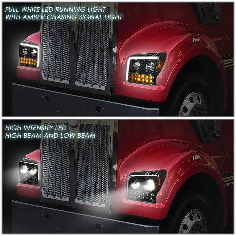 LED DRL Halo Sequential Headlights 19-22 Kenworth W990