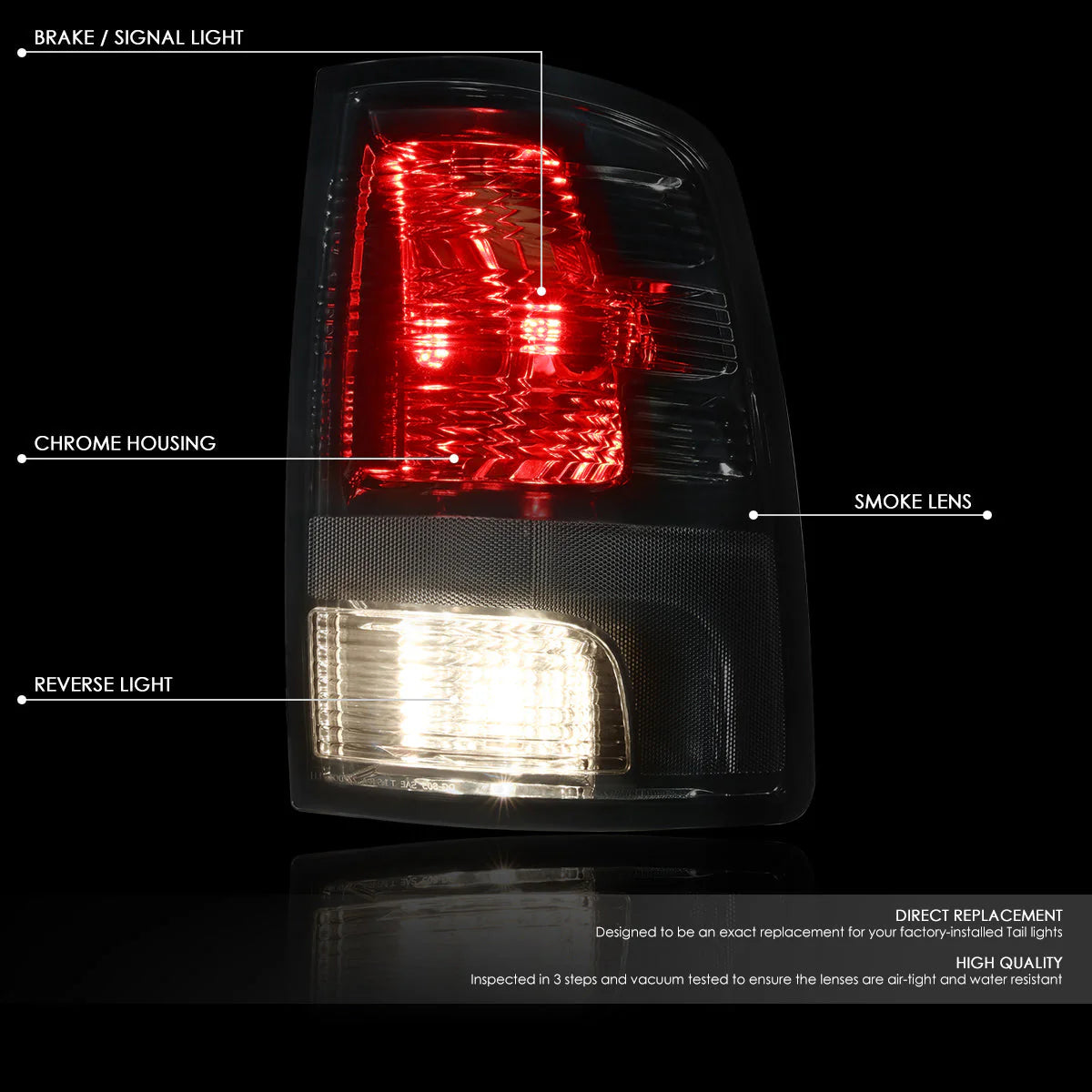 Tail Lights (Smoked) 09-10 Dodge Ram, 11-22 Ram 1500-3500