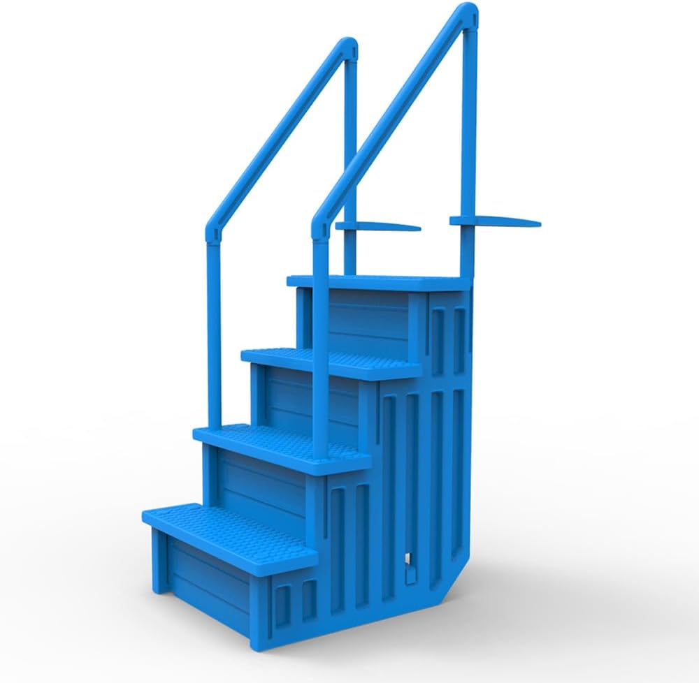 2026 Select Anti-Slip in-Pool Steps | Gray | for Above Ground Swimming Pools | Can Mount to Decks 48′′ to 54′′ H | Safety Stairs Capacity Up to 300 lbs