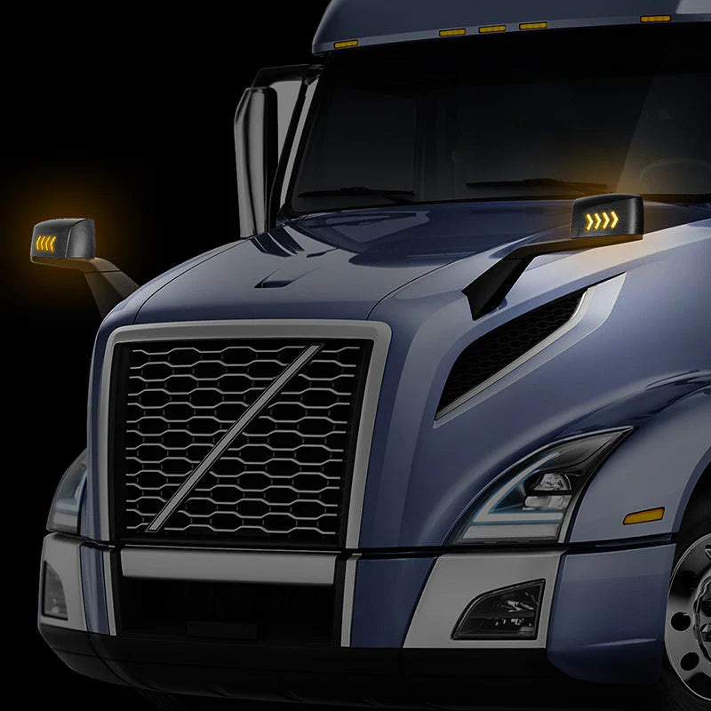 Performance Series Side Hood Mirrors (Black) 18-21 Volvo VNL 300, 400, 740, 760, 860