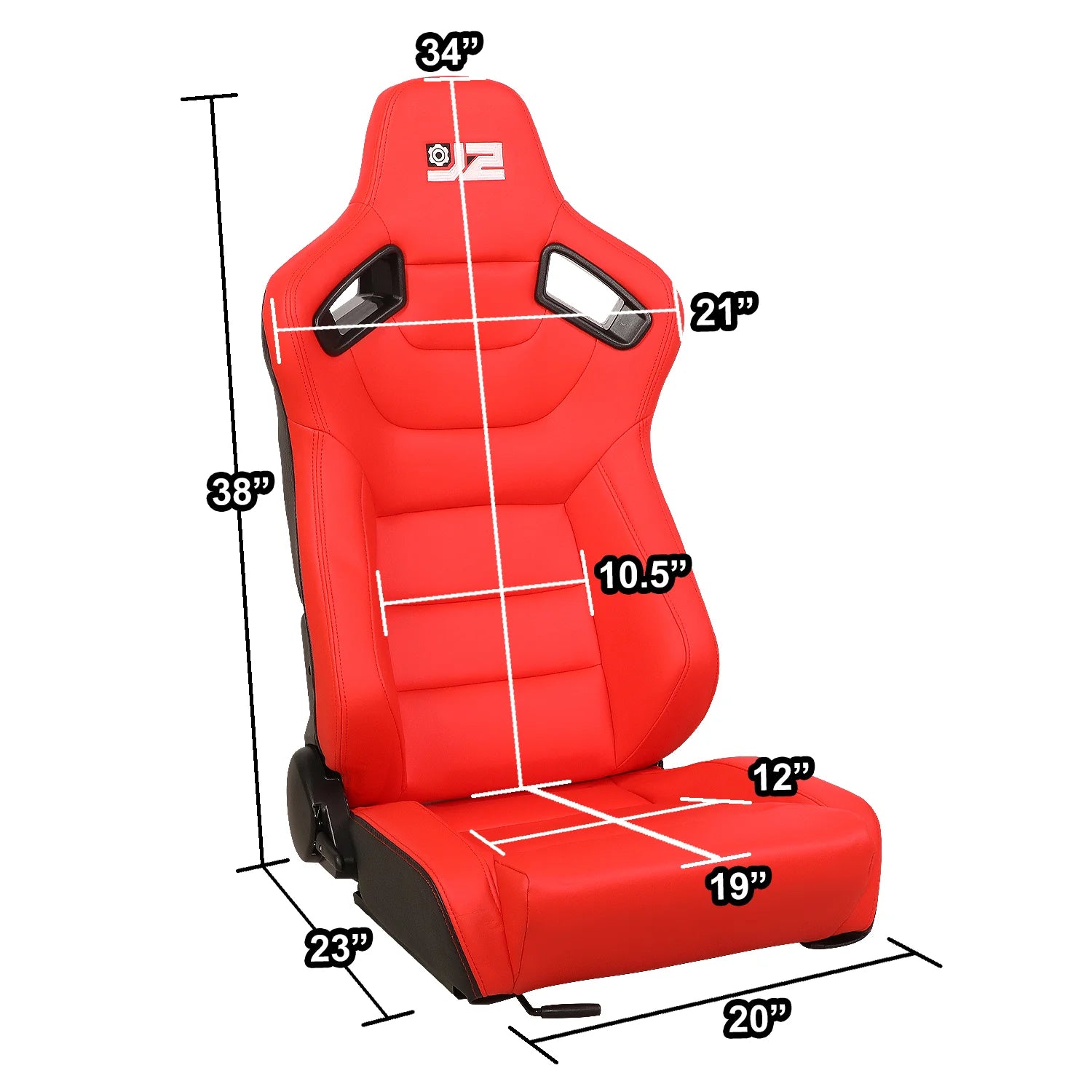 38 in. H X 21 in. W X 23 in. D Pair Reclinable Synthetic Leather Bucket Racing Universal