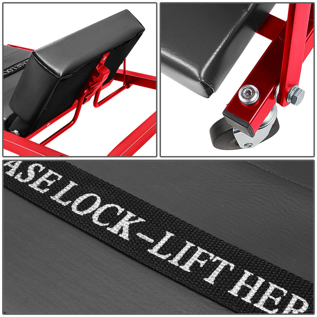 2 in 1 Foldable Roller Seat Creeper Mechanic Stool - 47.24 in. x 17.91 in. x 5.9 in.
