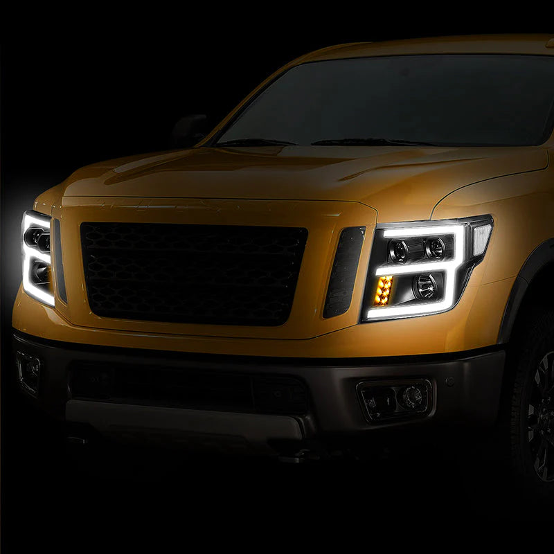 LED DRL Projector Headlights 16-22 Nissan Titan, Titan XD