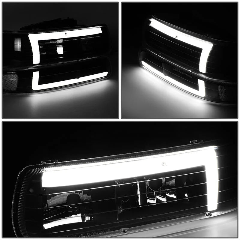 LED DRL Headlights 99-02 Chevy Silverado 1500-3500, 00-06 Suburban 1500 2500 Tahoe