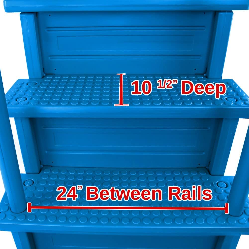 2026 Select Anti-Slip in-Pool Steps | Gray | for Above Ground Swimming Pools | Can Mount to Decks 48′′ to 54′′ H | Safety Stairs Capacity Up to 300 lbs