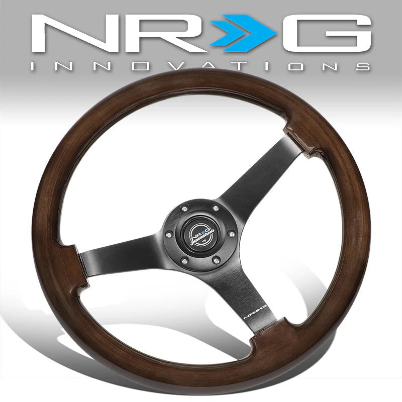 350mm 3 in. Deep Dish Wood Grain Grip Steering Wheel Universal