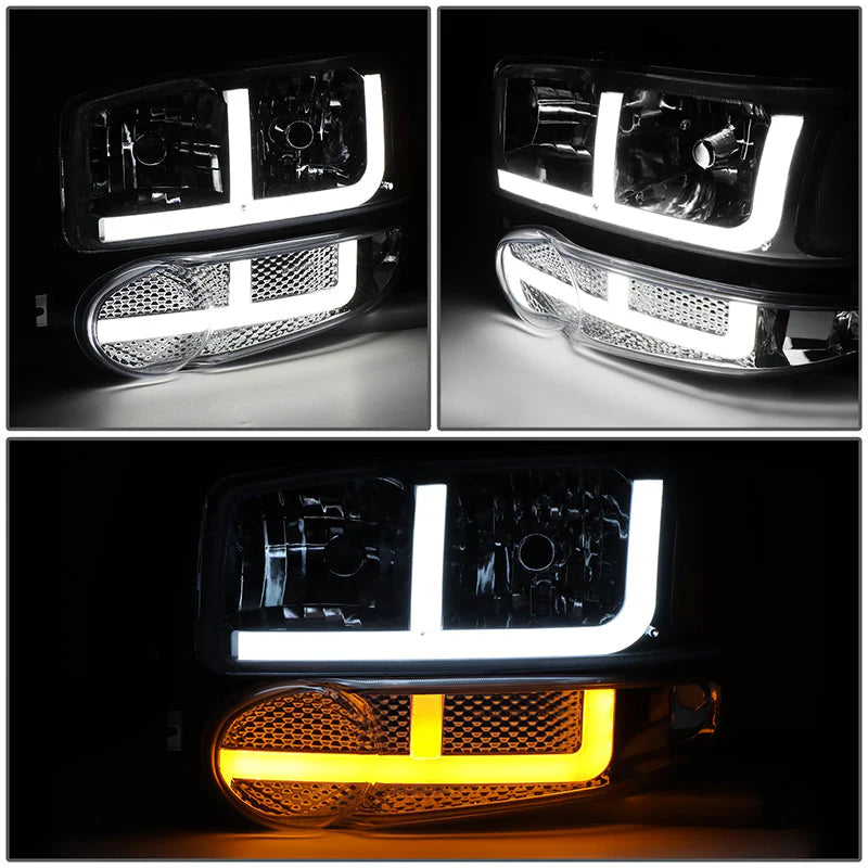 LED DRL Switchback Headlights 01-06 GMC Yukon Sierra 1500 Denali