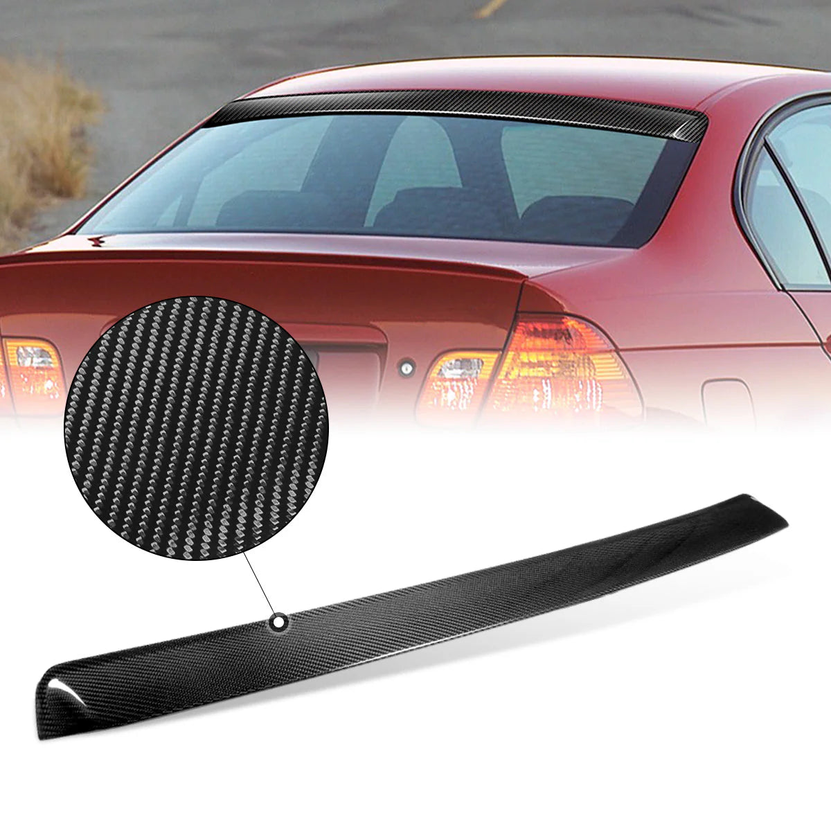 02-06 BMW 325xi 320i 330i E46 Sedan Rear Window Windshield Roof Spoiler - Carbon Fiber