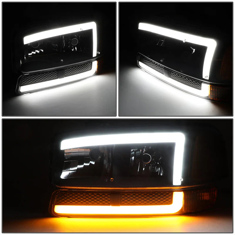 LED DRL Switchback Headlights 99-06 GMC Sierra 1500-3500 Yukon