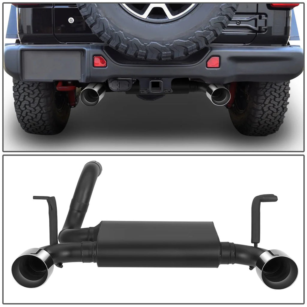 Axle-Back Exhaust System 3.6L w/4 in. OD Stainless Steel Muffler Tip 18-22 Jeep Wrangler JL