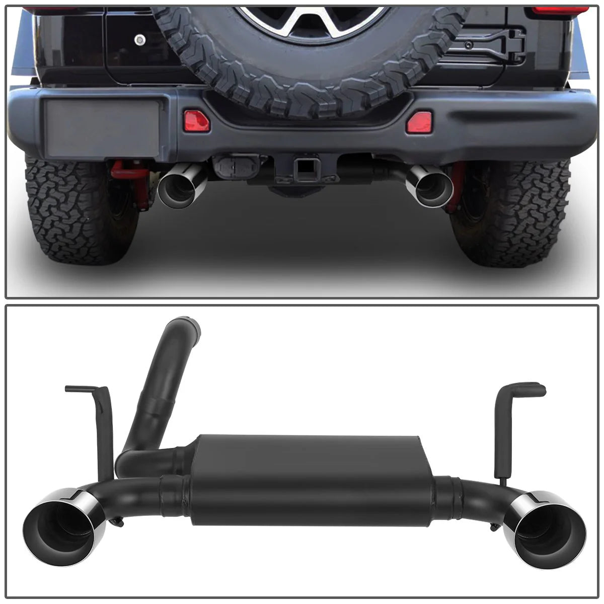 Axle-Back Exhaust System 3.6L w/4 in. OD Stainless Steel Muffler Tip 18-22 Jeep Wrangler JL