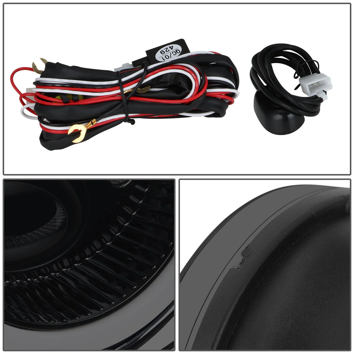 LED Halo Projector Fog Lights w/ Switch Wiring Harnesses 07-14 GMC Sierra 1500 2500 3500