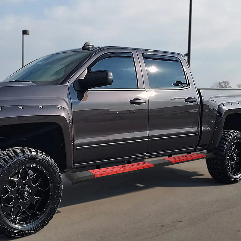 6 in. Wide Flat Step Running Boards 07-19 Chevy Silverado GMC Sierra Crew Cab