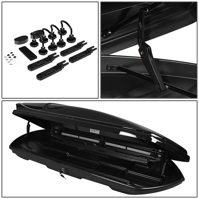 Glossy Roof Lockable Cargo Box w/Key Mounting Brackets Fits model w/ Roof Rails Only