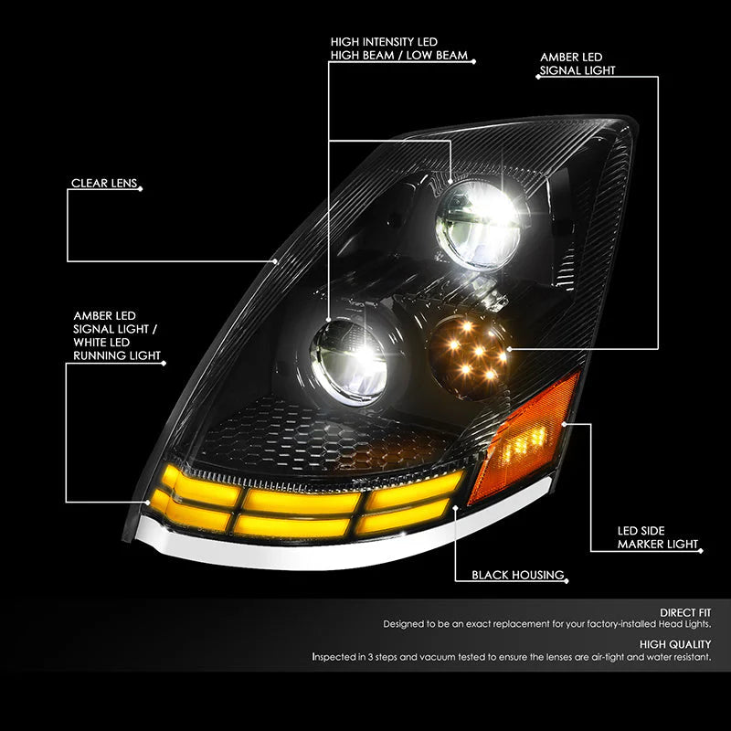 Full LED Switchback Headlights 03-17 Volvo VN VNL VNM VNX