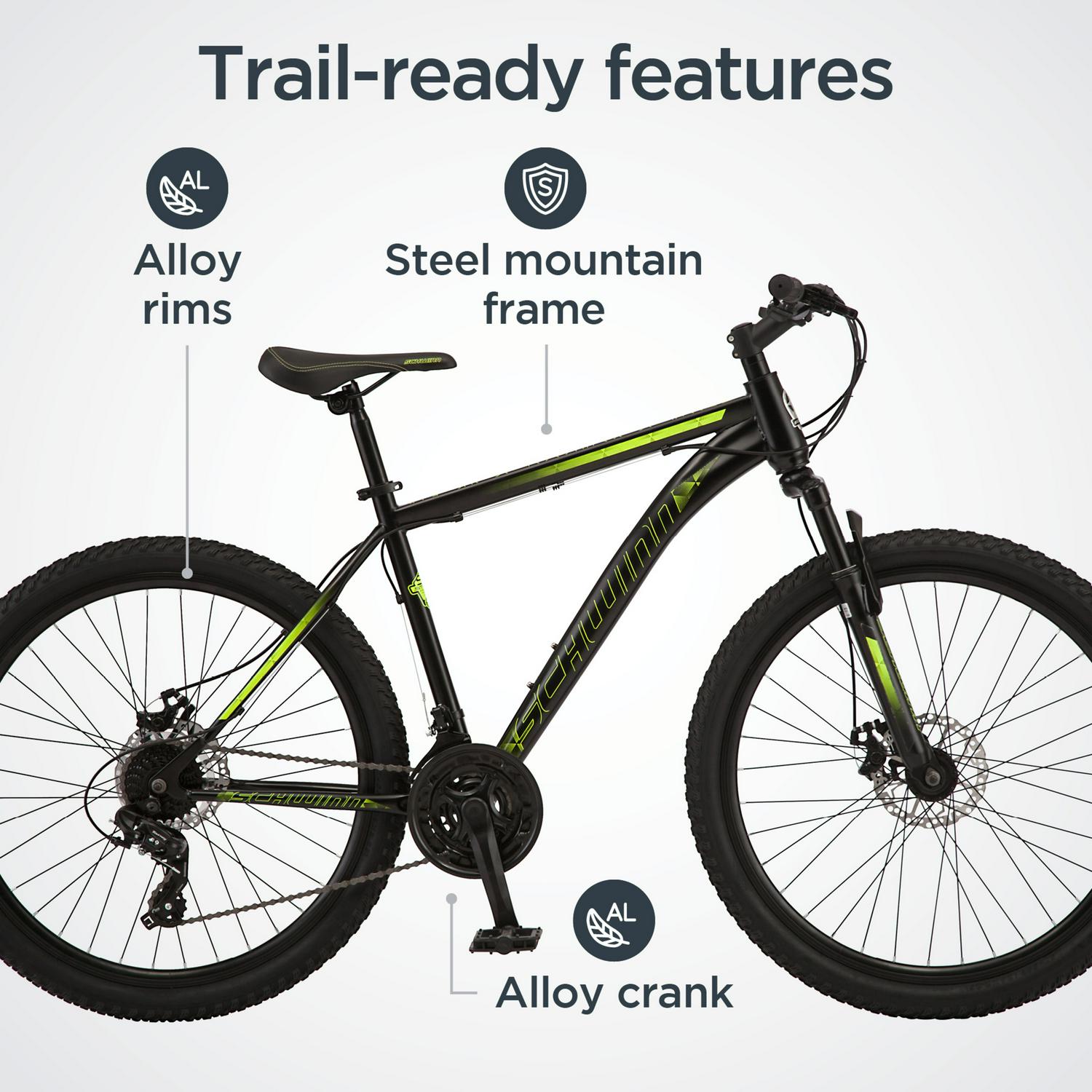 2026 Schwinn Sidewinder Mountain Bike， 26-inch Wheels， 21 Speeds， Mens Style， Black
