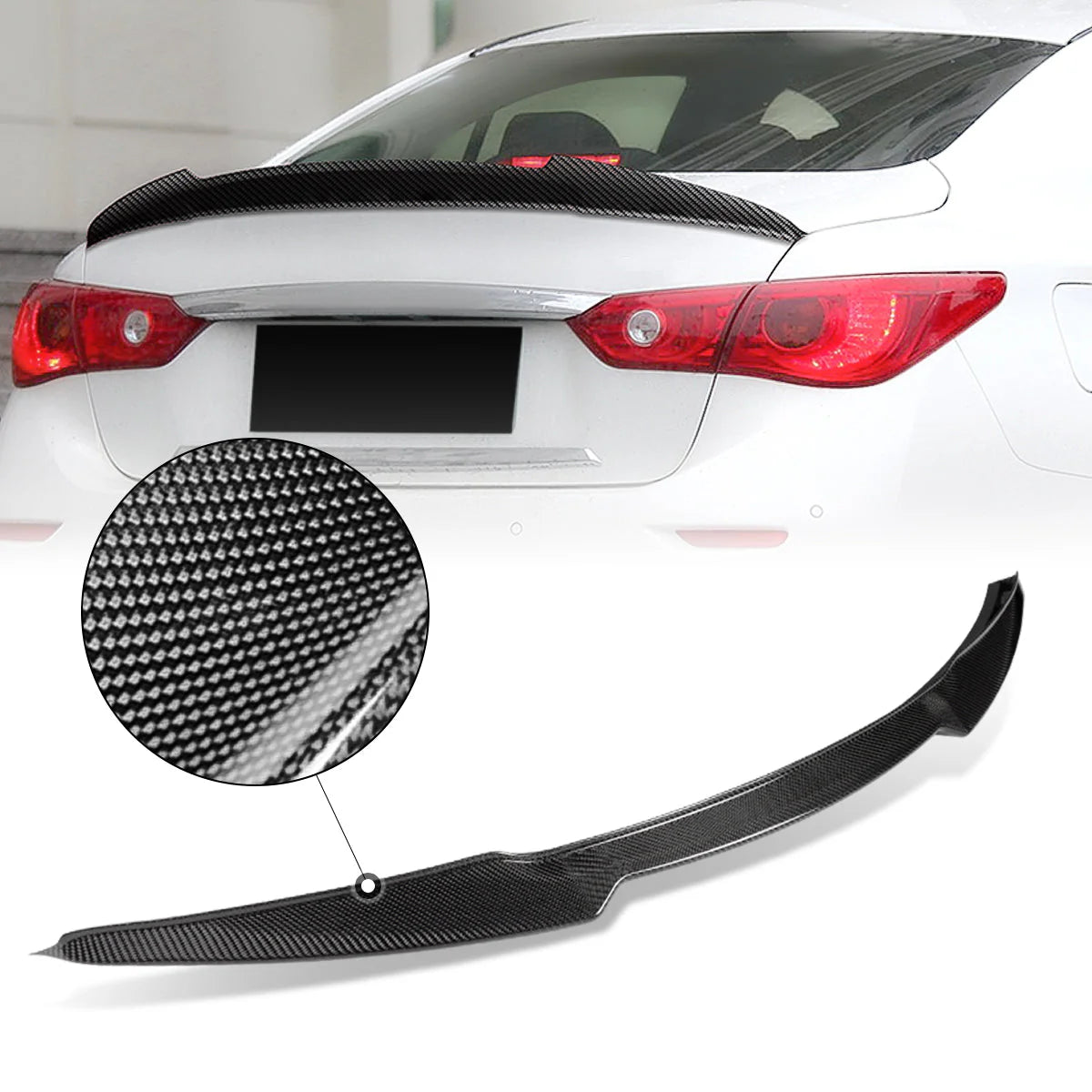 V-Style Carbon Fiber Rear Trunk Lid Spoiler 14-21 Infiniti Q50