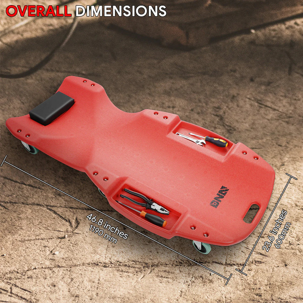 Heavy Duty Low Profile Roller Automotive Creeper - 46.8 in. L x 23.6 in. W [A Variety of Color Options]