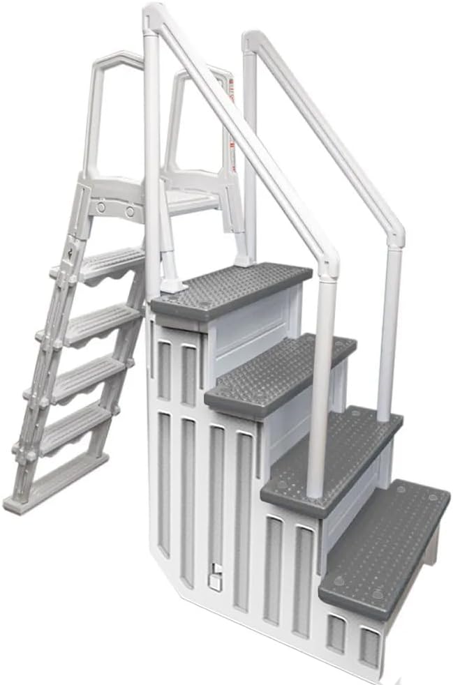 2026 Select Anti-Slip in-Pool Steps | Gray | for Above Ground Swimming Pools | Can Mount to Decks 48′′ to 54′′ H | Safety Stairs Capacity Up to 300 lbs