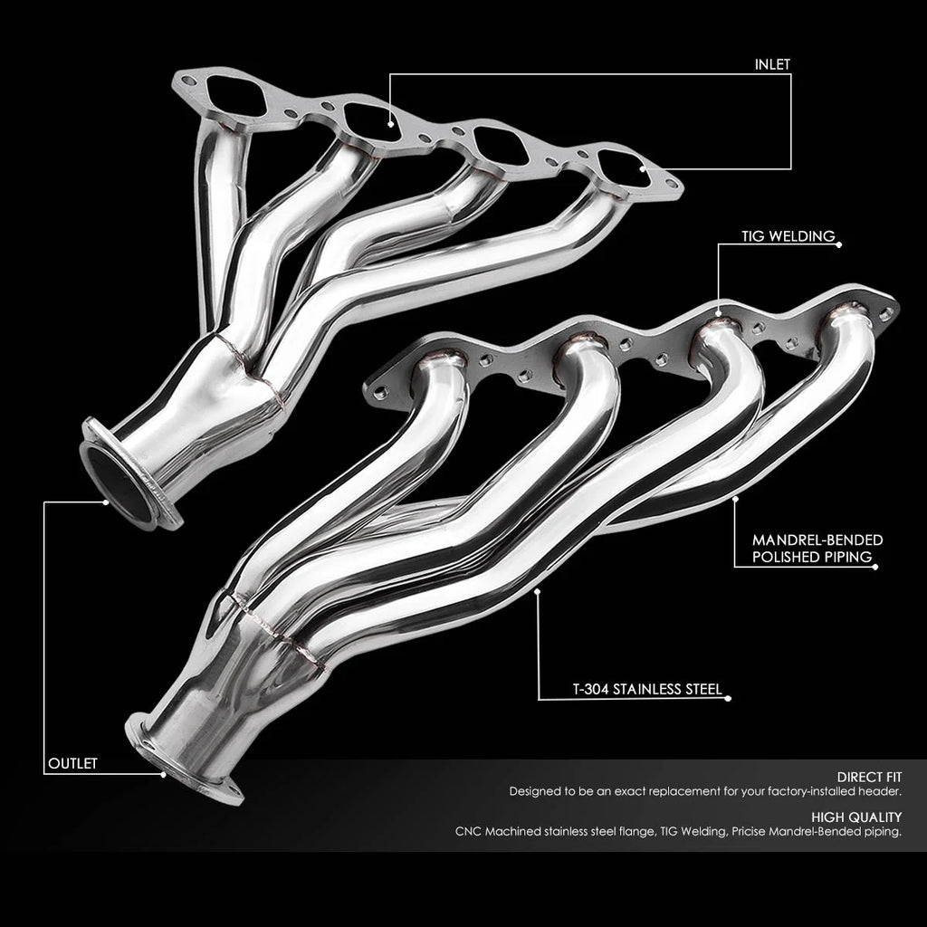 65-73 Chevy/ GM BBC V8 Square Port 366 396 402 427 454 Shorty Exhaust Header - Stainless Steel