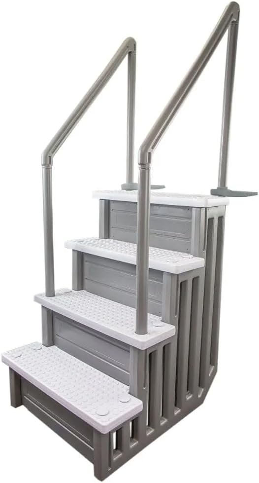 2026 Select Anti-Slip in-Pool Steps | Gray | for Above Ground Swimming Pools | Can Mount to Decks 48′′ to 54′′ H | Safety Stairs Capacity Up to 300 lbs