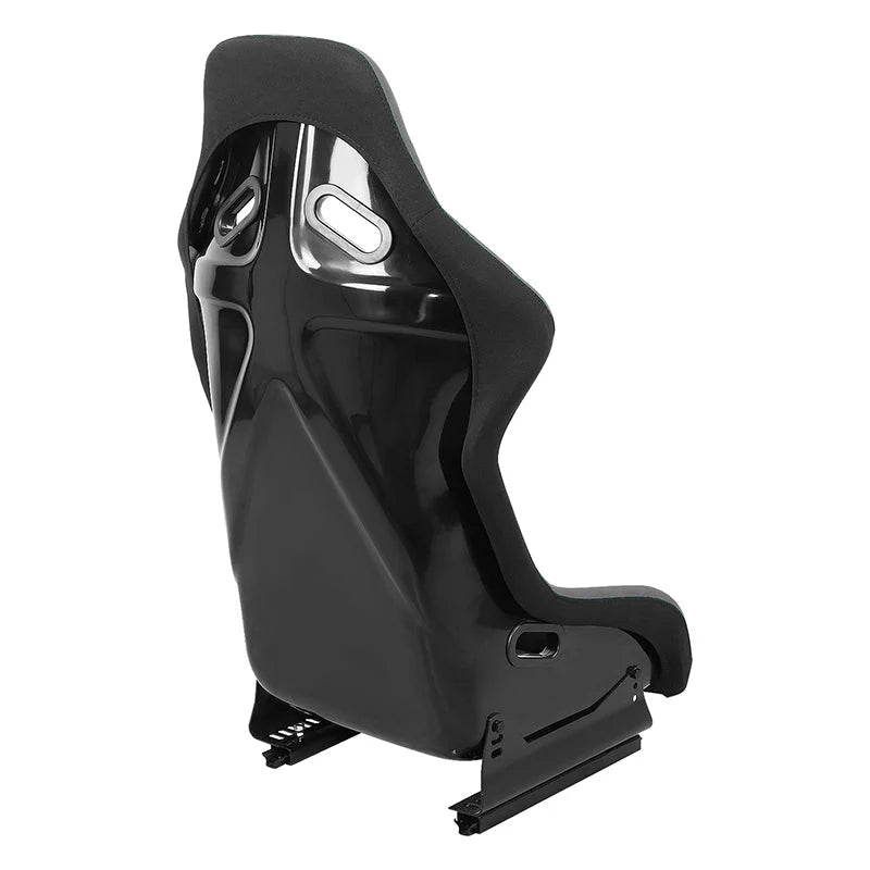 2 Pcs Grey Fabric Bucket Racing Seats w/ Mount Brackets & Sliders Fits model w/ Aftermarket Seat Brackets