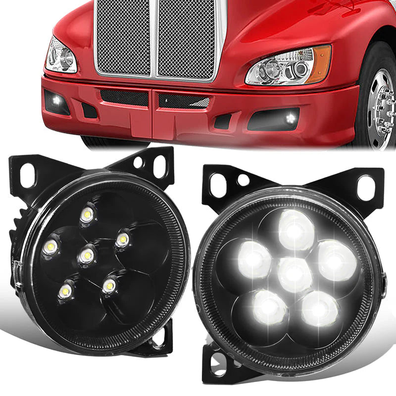 LED Clear Lens Fog Lights 08-15 Kenworth T660, 13-20 Peterbilt 579