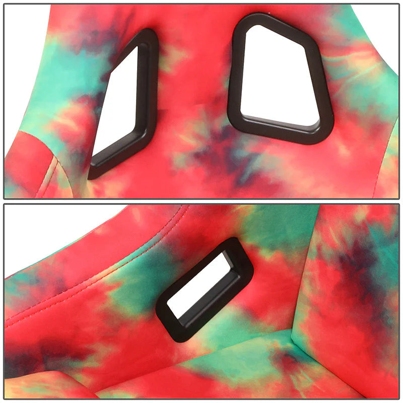 Tie Dye Fiberglass Vegan Satin Bucket Racing Seat Universal