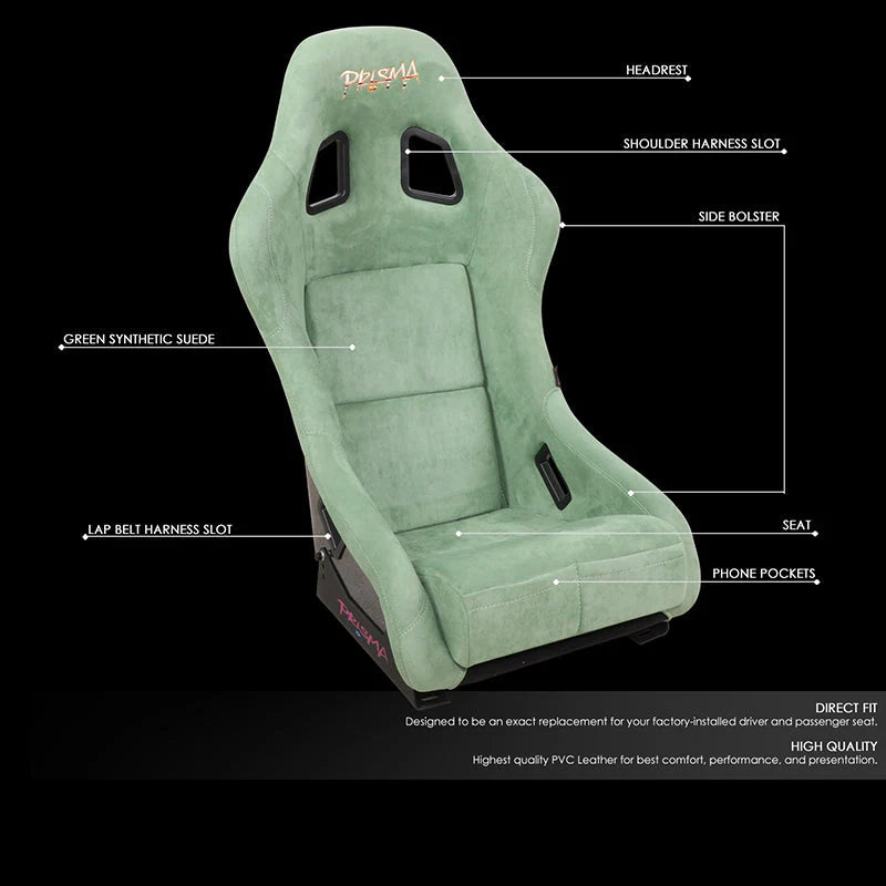 Vegan Micro Fiber Fixed Back Racing Bucket Seat Universal