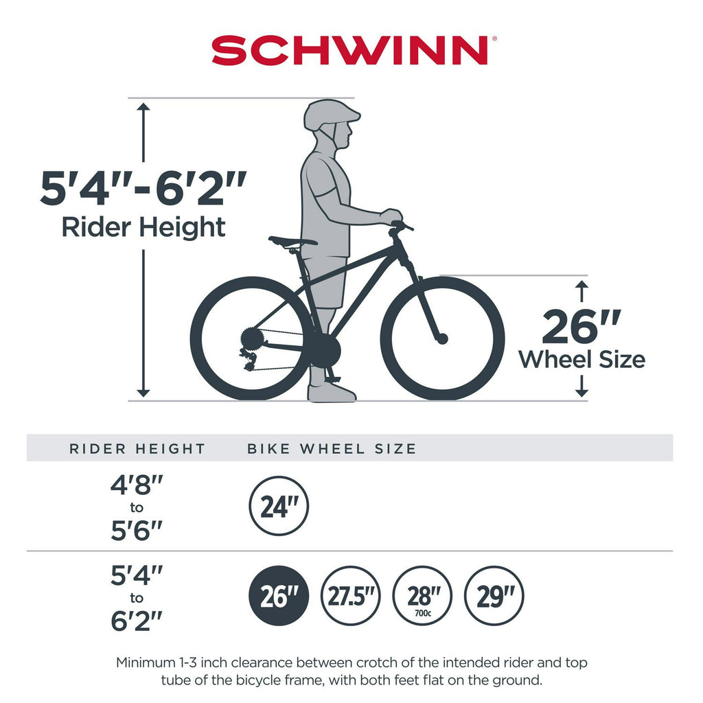 2026 Schwinn Sidewinder Mountain Bike， 26-inch Wheels， 21 Speeds， Mens Style， Black