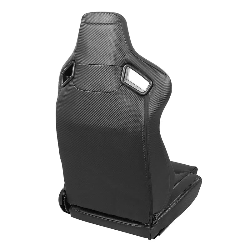 2 Pcs Black Synthetic Leather Racing Bucket Seats w/Mount Brackets & Sliders Universal