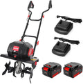 2026 40V 12-inch Cordless Garden Tiller, Battery Powered Garden Cultivator, 2 * 4.0Ah Battery and Fast Charger Included