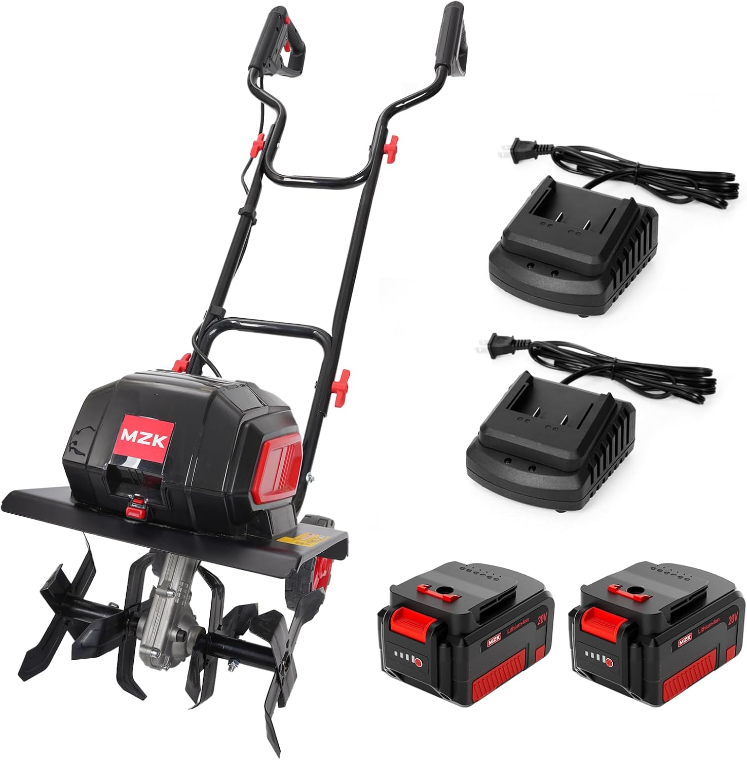 2026 40V 12-inch Cordless Garden Tiller, Battery Powered Garden Cultivator, 2 * 4.0Ah Battery and Fast Charger Included