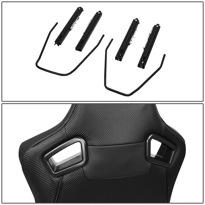 Pair Bucket Style Full Reclinable Racing Seats Universal