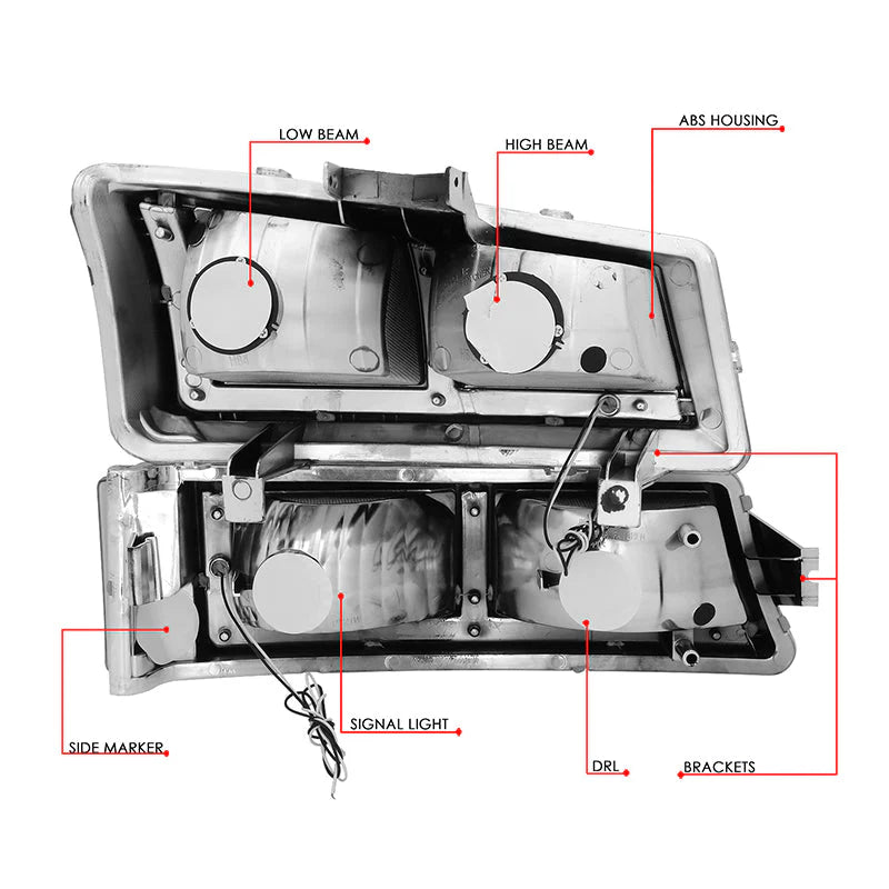 LED DRL Headlights 03-06 Chevy Avalanche Silverado 1500-3500 / HD